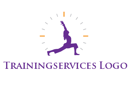 woman doing yoga with clock ticks logo