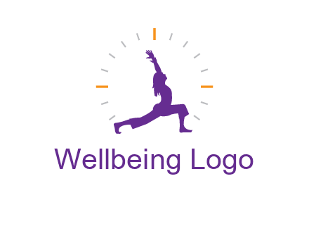 woman doing yoga with clock ticks logo