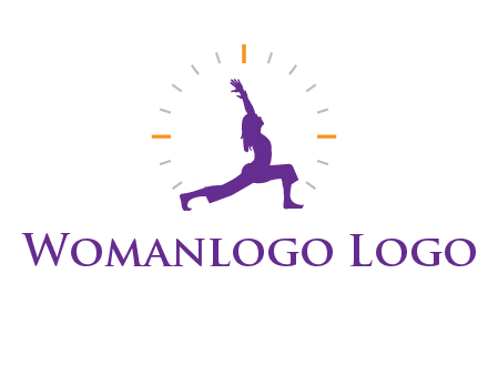 woman doing yoga with clock ticks logo