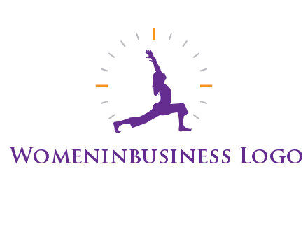 woman doing yoga with clock ticks logo