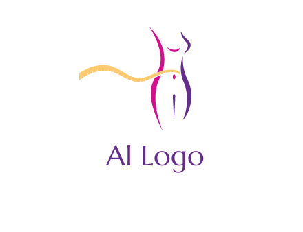 abstract female body with measuring tape icon