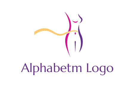 abstract female body with measuring tape icon
