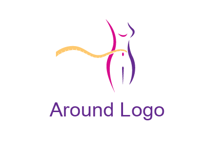 abstract female body with measuring tape icon