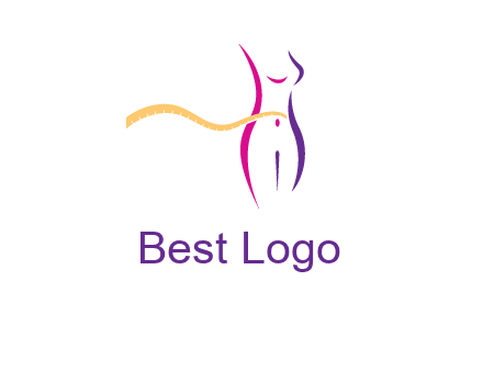 abstract female body with measuring tape icon