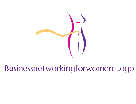abstract female body with measuring tape icon