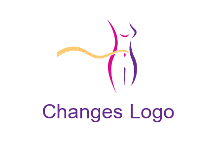 abstract female body with measuring tape icon