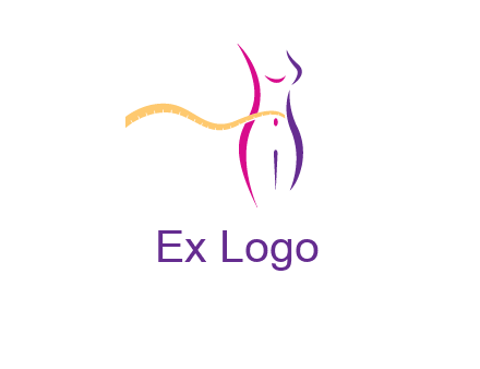 abstract female body with measuring tape icon