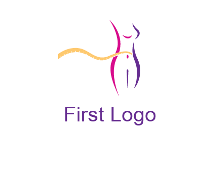 abstract female body with measuring tape icon
