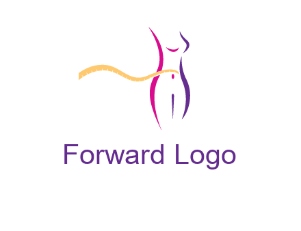 abstract female body with measuring tape icon