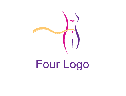 abstract female body with measuring tape icon