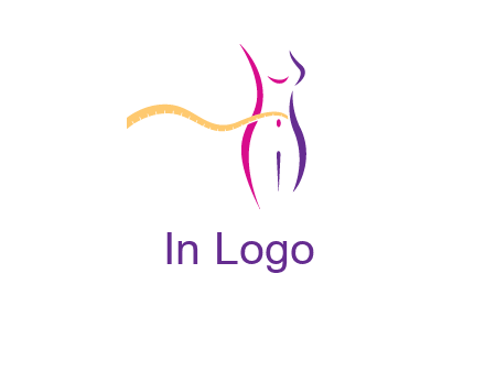 abstract female body with measuring tape icon