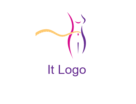 abstract female body with measuring tape icon