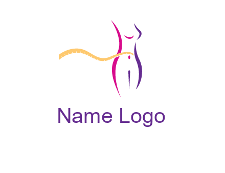 abstract female body with measuring tape icon