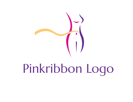 abstract female body with measuring tape icon