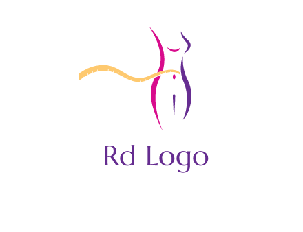abstract female body with measuring tape icon