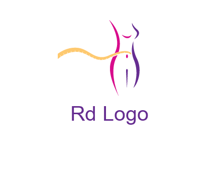 abstract female body with measuring tape icon