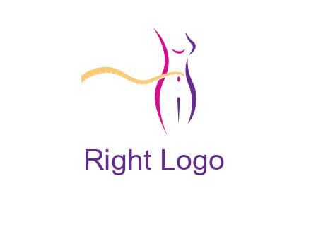 abstract female body with measuring tape icon