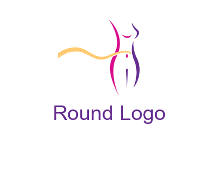 abstract female body with measuring tape icon