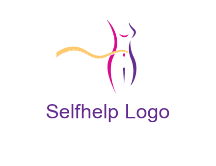 abstract female body with measuring tape icon