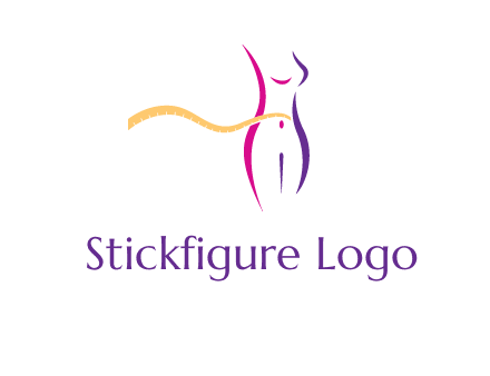 abstract female body with measuring tape icon