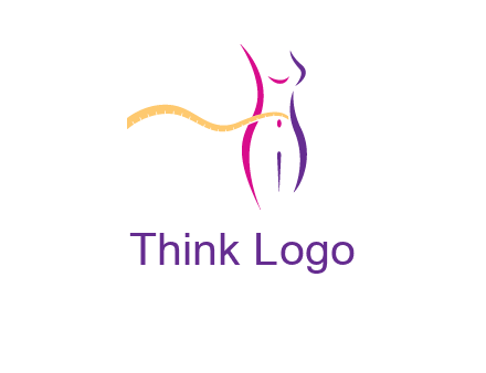 abstract female body with measuring tape icon