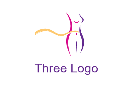 abstract female body with measuring tape icon