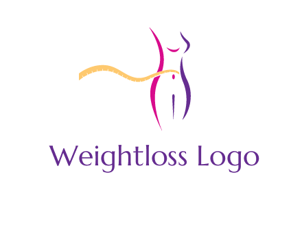 abstract female body with measuring tape icon