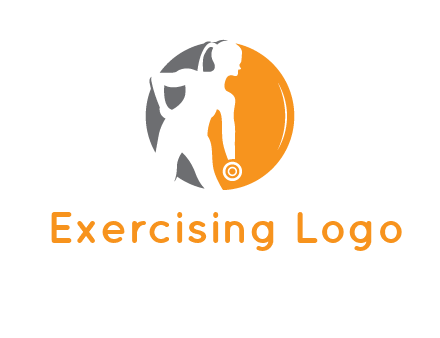woman training with dumbbell logo