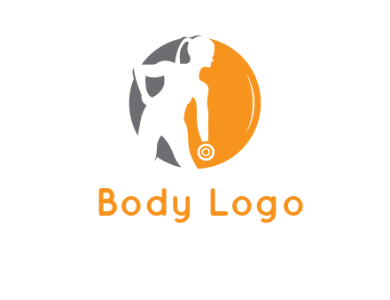 woman training with dumbbell logo