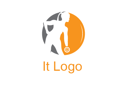 woman training with dumbbell logo
