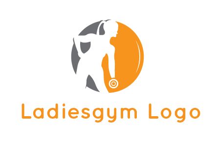 woman training with dumbbell logo