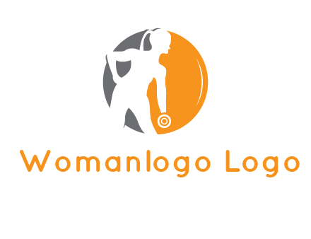 woman training with dumbbell logo