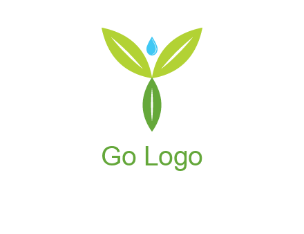 leaves with water drop icon