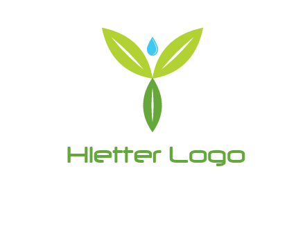 leaves with water drop icon