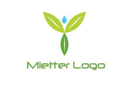 leaves with water drop icon