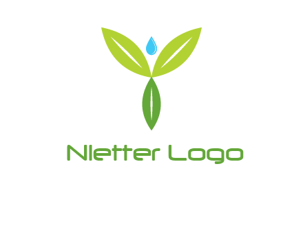 leaves with water drop icon