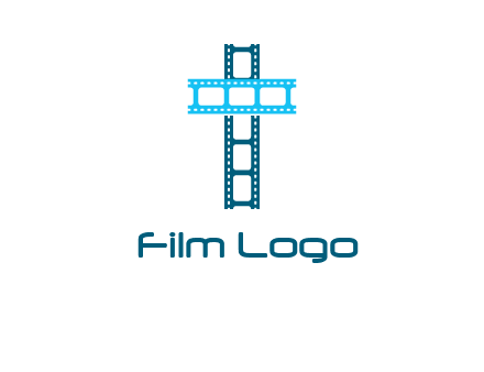 cross and film reel logo