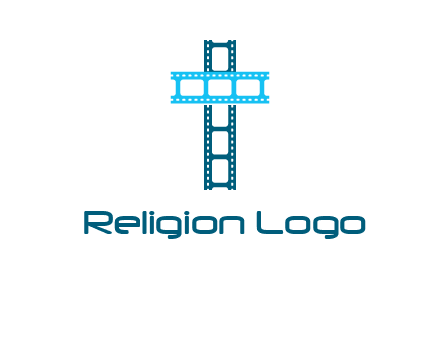 cross and film reel logo