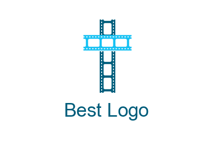 cross and film reel logo