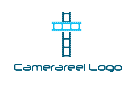 cross and film reel logo