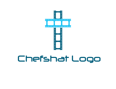 cross and film reel logo