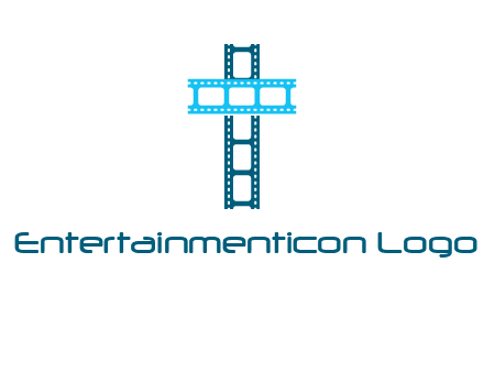 cross and film reel logo