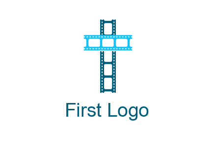 cross and film reel logo