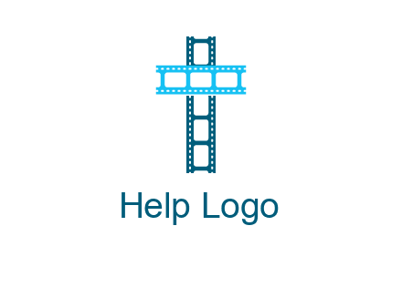cross and film reel logo