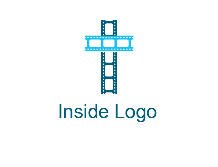 cross and film reel logo