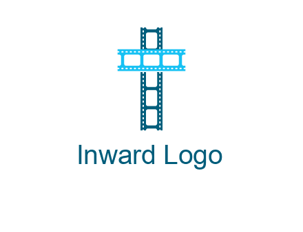cross and film reel logo
