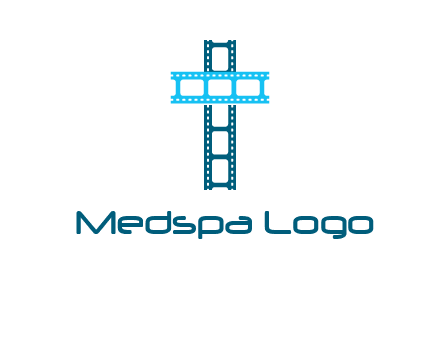 cross and film reel logo