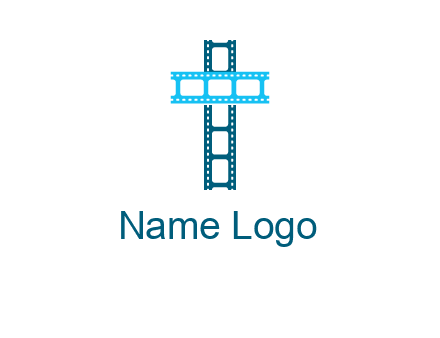 cross and film reel logo