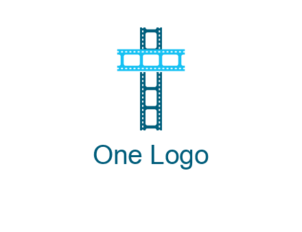 cross and film reel logo