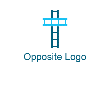 cross and film reel logo